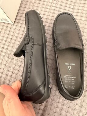 Geox Kids Black Leather Loafers Size 34 (US 3)